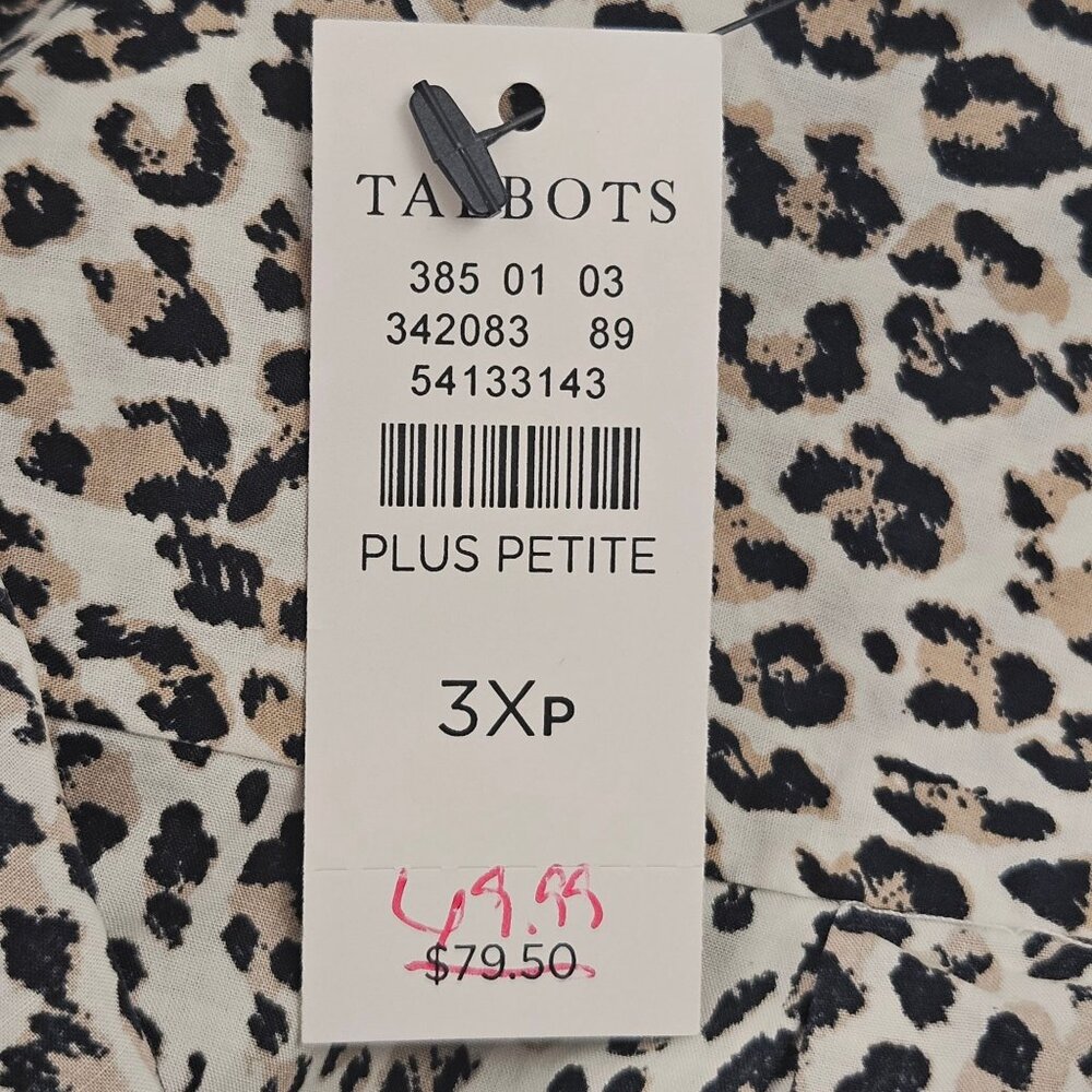 Talbots Plus Petite Leopard Print Button-Down Shirt 3XP 100% Cotton - Picture 8 of 9